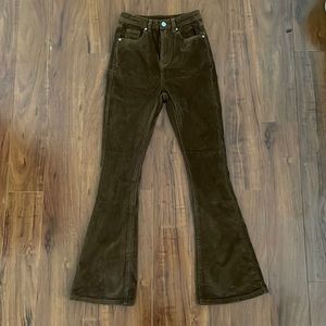 High Waist Flare Leg Corduroy Pants